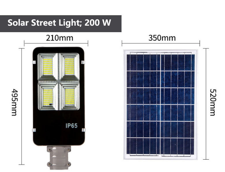 300W 400W IP65 étanche en aluminium solaire LED Street Light avec télécommande et pôle