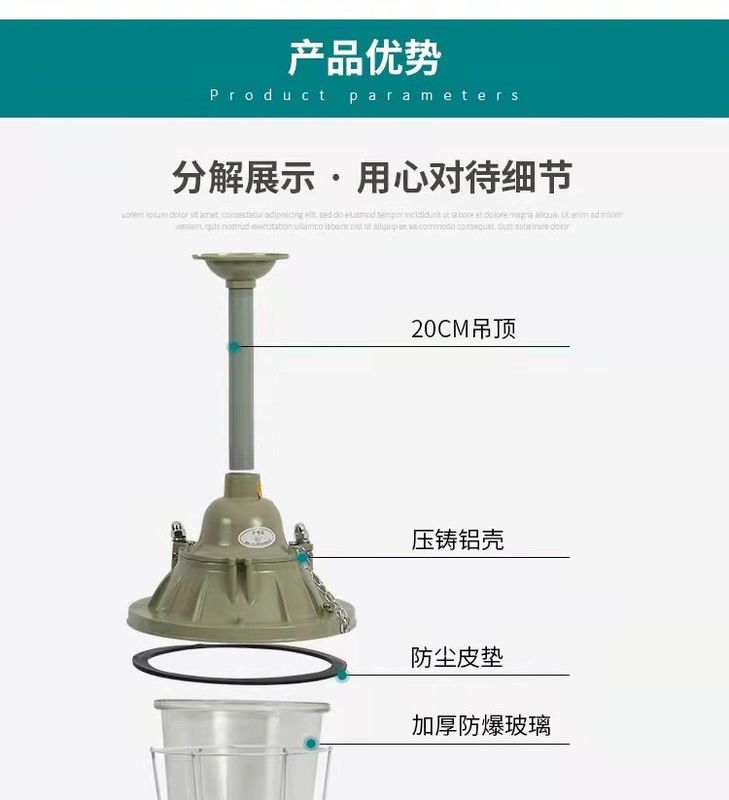 Lampe à LED à résistance à l'explosion de 200w pour l'éclairage intérieur/extérieur dans les usines chimiques