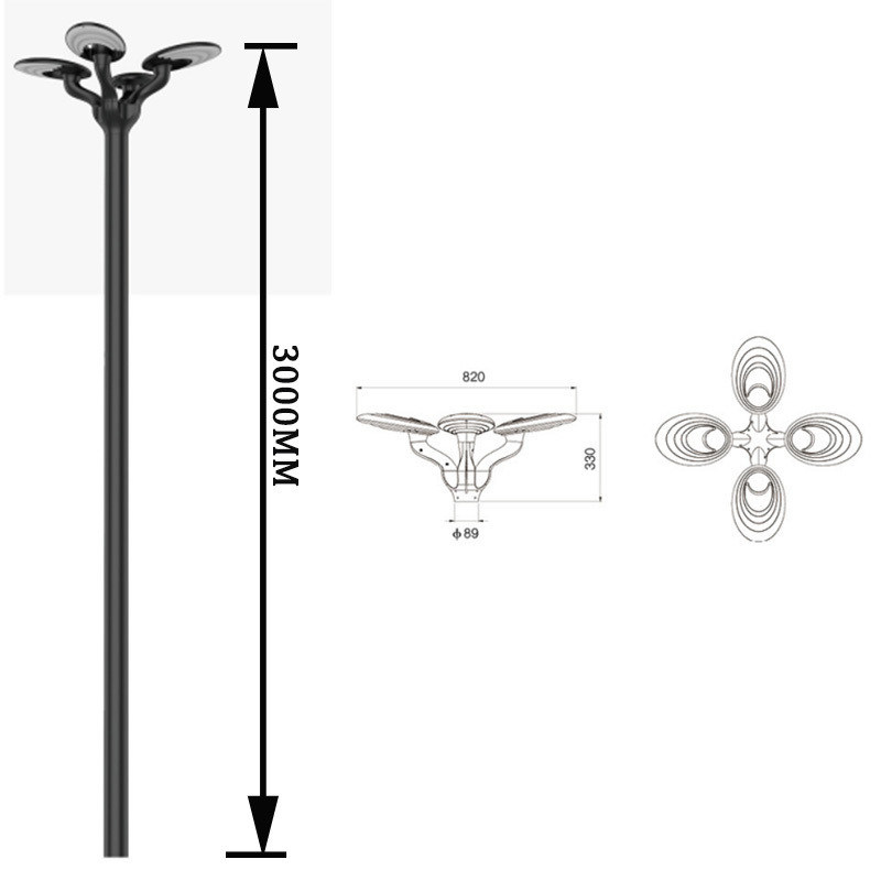 Éclairage de jardin Éclairage de pôle haut 2,5-3,5m 40-60W LED Éclairage de rue solaire Poids du produit 23kg