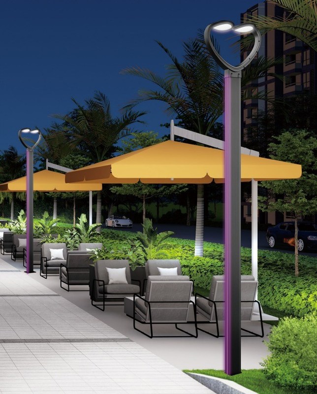 Lumière de jardin LED extérieure avec alerte de lumière du jour 6000K et pôle en aluminium à moulage sous pression